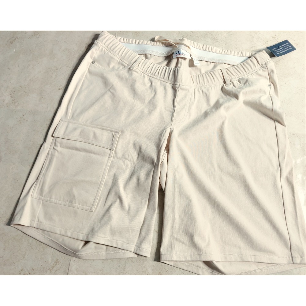 D&Co. Adaptive Women’s Pull-On Adjustable Waist Denim Cargo Shorts XL Lght Beige